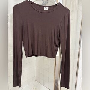 Sunday Best Dark Brown Long Sleeve Crop Top